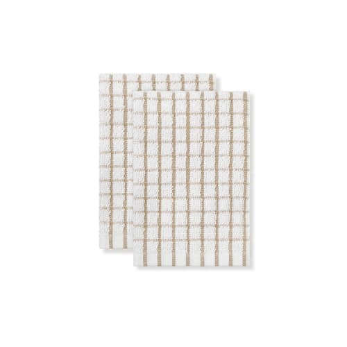 Classic Terry Dish Cloth, Check Coordinate, 12x13, 0.93lbs/dz, Natural/Taupe